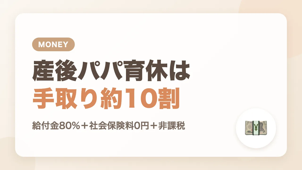 産後パパ育休は手取り約10割｜給付金80%と社会保険料0円と非課税